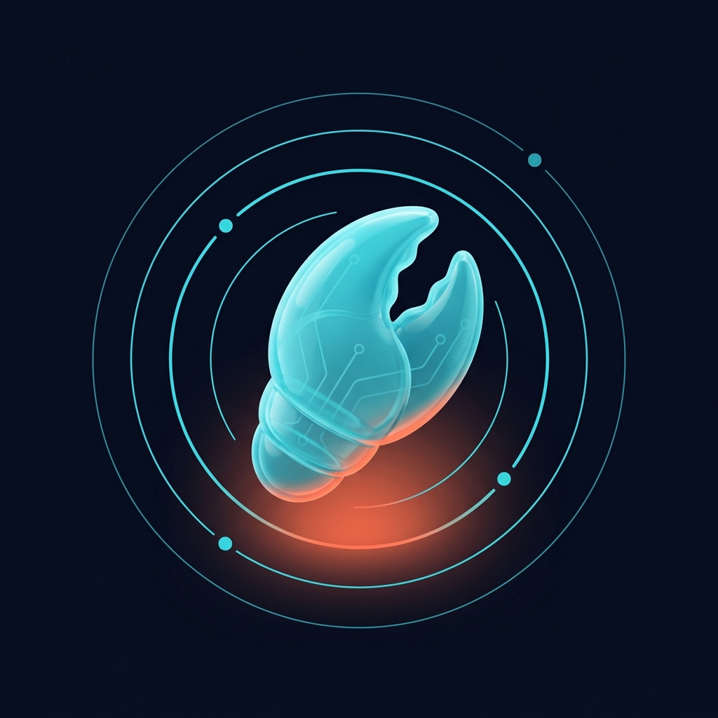 OpenClaw AI Agent mascot — a crystal robotic claw surrounded by neural network rings